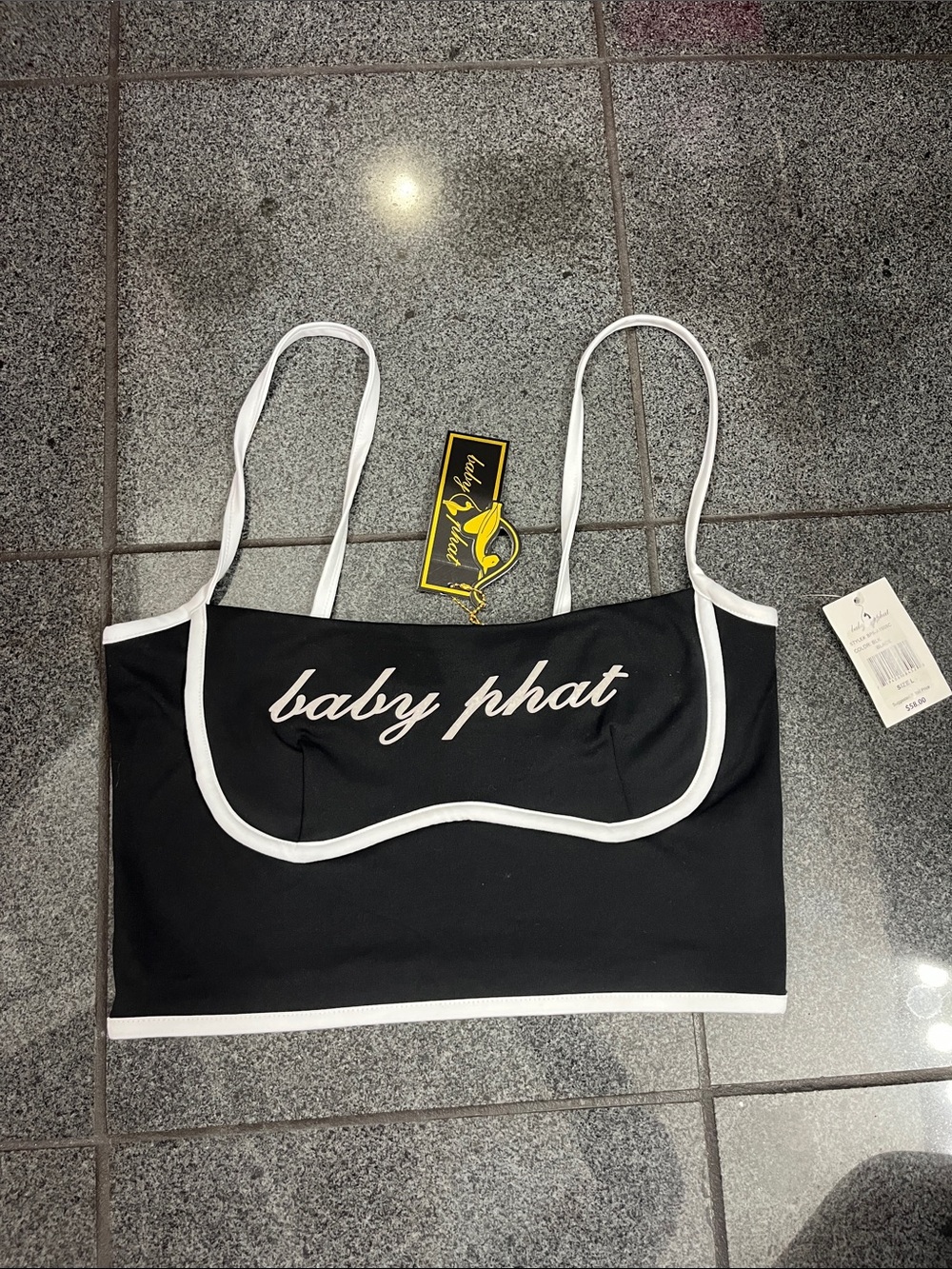 Baby Phat Black and White Logo Bandeau Cami